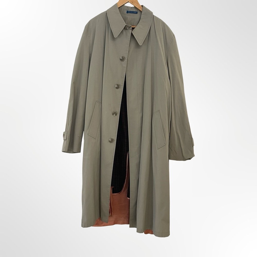 TownCraft Olive Green Long Trench Coat 42 X-Tall